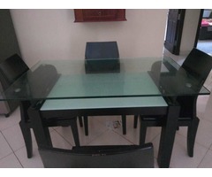 4 seater dining table with glass top - Image 1/4