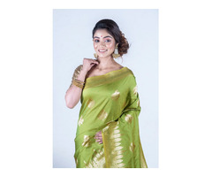Get your glam look by wearing Katan silk sarees online - Image 1/3