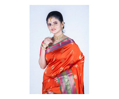 Get your glam look by wearing Katan silk sarees online - Image 2/3