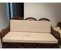 3 seater cane sofa with cushions - Image 1/4