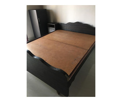 Queen Size with side table Wooden Bed - Image 2/3