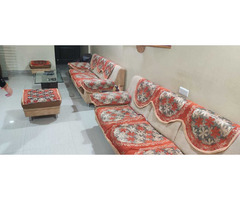 Sofa Set with matching puffees. 3 Seater Sofa - 2nos & Single Seater puffee - 2 nos - Image 1/8