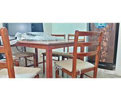 6 Seater Dining Table and Bamboo 5 Seater Sofa with cushionth - Image 2/9