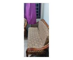 6 Seater Dining Table and Bamboo 5 Seater Sofa with cushionth - Image 5/9