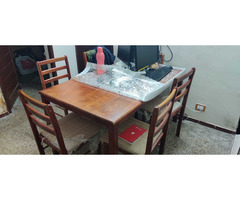 6 Seater Dining Table and Bamboo 5 Seater Sofa with cushionth - Image 9/9