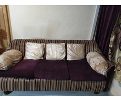 3+1+1 Sofa Set(With Cushions), Good Conditions, Cotton Velvet, Teak Wood - Image 2/8