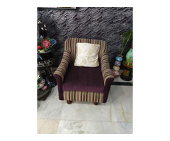 3+1+1 Sofa Set(With Cushions), Good Conditions, Cotton Velvet, Teak Wood - Image 4/8
