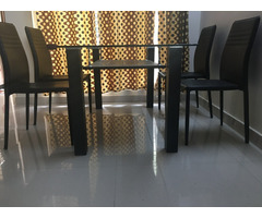 Glass top dining table with chairs in good condition for sale - Image 4/4