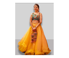 Buy Yellow lehenga for haldi function Online from EthnicPlus for ₹6299 - Image 1/2