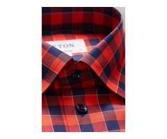 ETON Contemporary Fit Red Check Dress Shirt