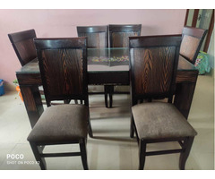 Elegant & Vintage, Solid Wood 6 Seater Dining Table with Chairs - Image 1/5