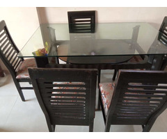 6 seater dining with thick glass - 2 layers - Image 1/4