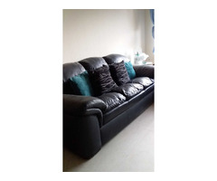 Beautiful 3 Seater Leather Sofa in Black Colour. It is in Immaculate condition. Sparingly used. - Image 1/4