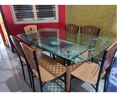 6 seater dining Table with Chairs - glass top - Image 1/3