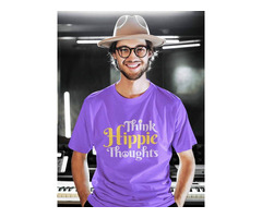 THINK HIPPIE THOUGHTS | Lilac Printed Unisex T shirt