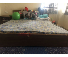 Bed with mattress, storage, side table - Image 1/2