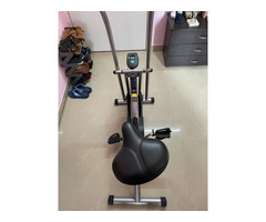 Stainless Steel Exercise Bike with Moving Handle, Back Support and Adjustable Cushi - Image 2/3