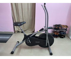 Stainless Steel Exercise Bike with Moving Handle, Back Support and Adjustable Cushi - Image 3/3