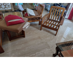 Selling a 3+1+1 Wooden Sofa Set with Wooden Center Table - Image 5/8