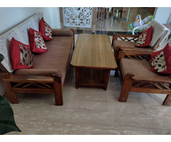 Selling a 3+1+1 Wooden Sofa Set with Wooden Center Table - Image 6/8