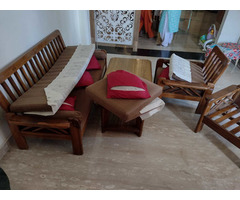 Selling a 3+1+1 Wooden Sofa Set with Wooden Center Table - Image 7/8
