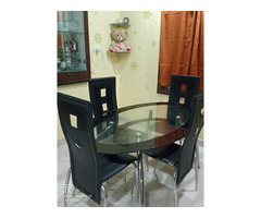 Glass Top Dining Table with Chairs 4 Seater - Image 1/5