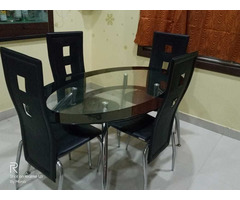 Glass Top Dining Table with Chairs 4 Seater - Image 2/5