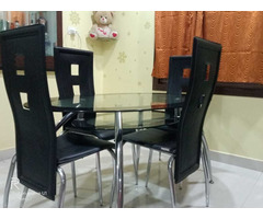 Glass Top Dining Table with Chairs 4 Seater - Image 3/5