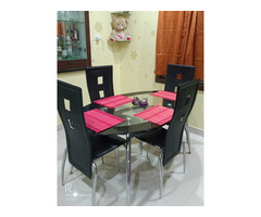 Glass Top Dining Table with Chairs 4 Seater - Image 4/5