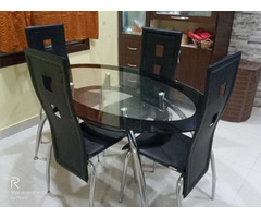 Glass Top Dining Table with Chairs 4 Seater - Image 5/5