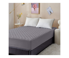 DREAM CARE Quilted Double Bed King Size Mattress Protector Grey - Image 1/2