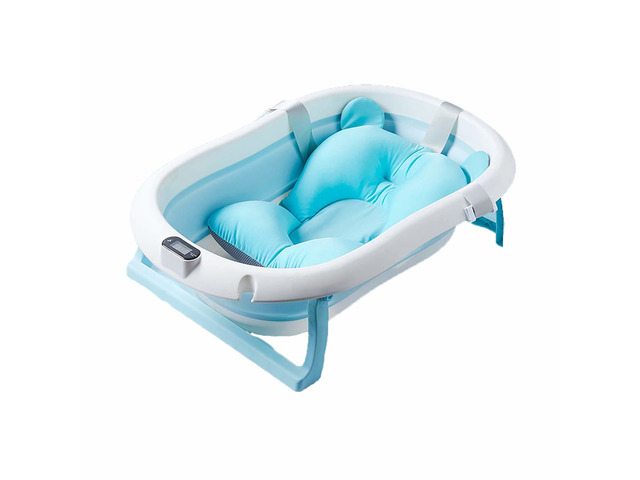 Baby Bath Tub, Foldable Bathtub with Support Cushion, Toddlers Newborns Bathing - 1/7