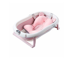 Baby Bath Tub, Foldable Bathtub with Support Cushion, Toddlers Newborns Bathing - Image 2/7