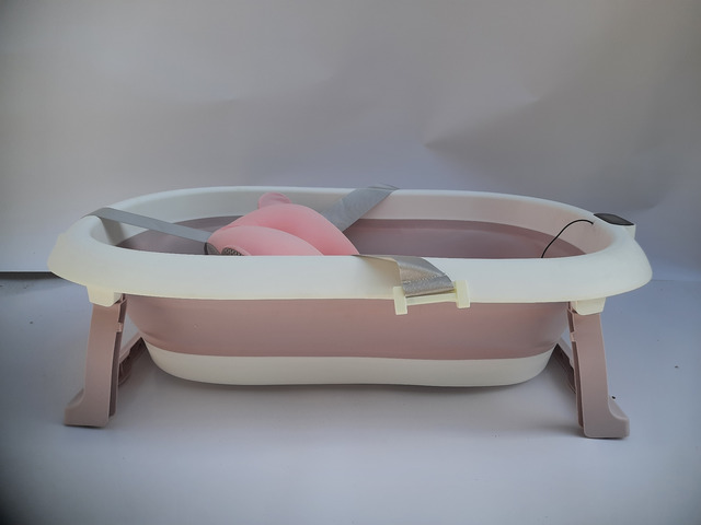 Baby Bath Tub, Foldable Bathtub with Support Cushion, Toddlers Newborns Bathing - 4/7