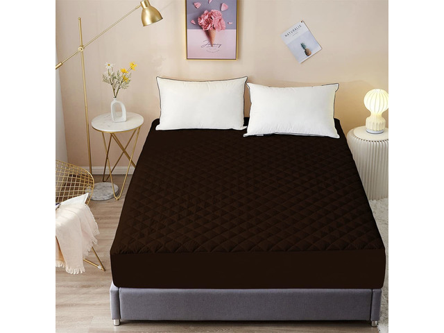 DREAM CARE Sapphire Quilted Coffee Single Bed Mattress Protector - 1/2