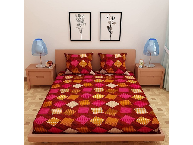 Funky Print Amber Pure Cotton Double Bedsheet with 2 Pillow Covers - 1/1