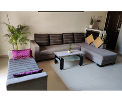 L shape 3 seater sofa with Lounger + 2 seater bench sofa - Image 1/7