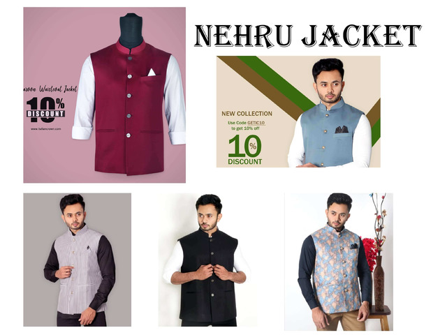 Printed & Plain Sleeveless Short Nehru Jacket For Men – Italiancrown - 1/2