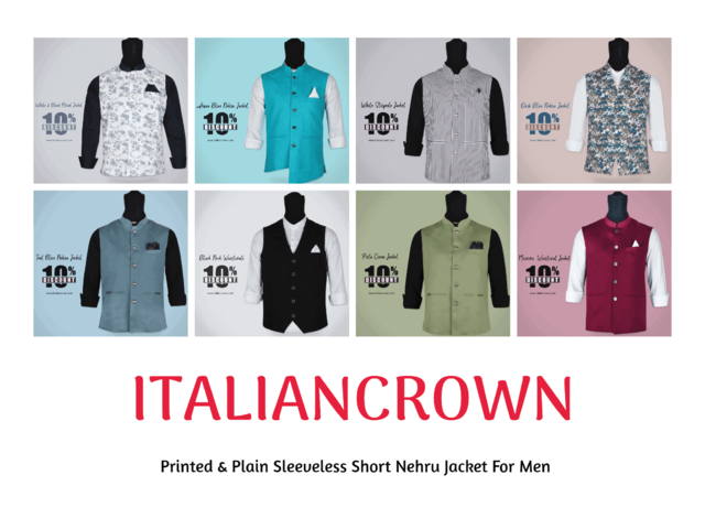 Printed & Plain Sleeveless Short Nehru Jacket For Men – Italiancrown - 2/2