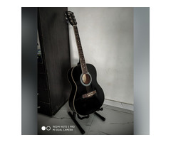 Jimm Black Acoustic Guitar With Bag And Stand - Image 1/3