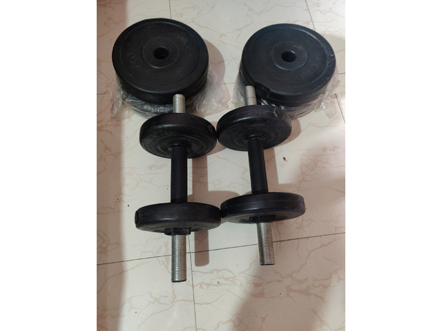 16KG Dumbell Set - PVC Weight Plates (1KG x 4 + 3KG x 4) & Rods - 1/5
