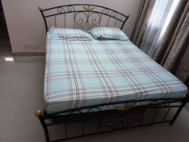 Queen Wrought Iron Bed with Mattress - 1/2