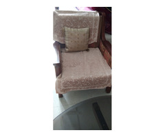 5 Seater Teak Wood Sofa , Glass Top Teak Wood Center table - Image 3/5