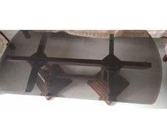 5 Seater Teak Wood Sofa , Glass Top Teak Wood Center table - Image 4/5