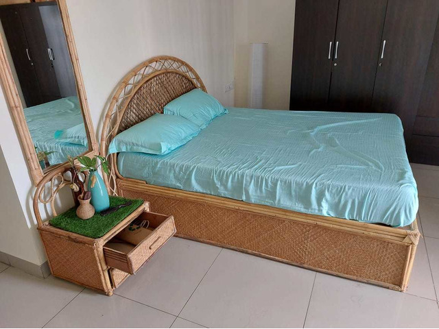 Selling our one year old cane bed / side table and 2 mirrors - 1/8