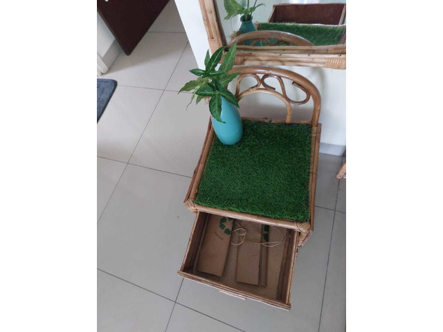 Selling our one year old cane bed / side table and 2 mirrors - 6/8