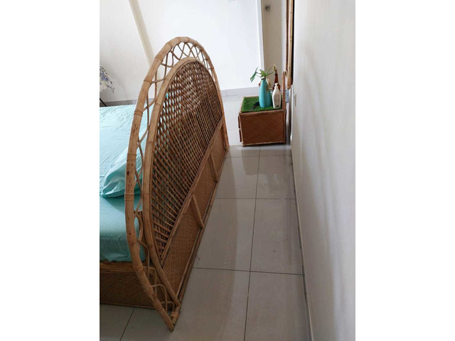 Selling our one year old cane bed / side table and 2 mirrors - 7/8