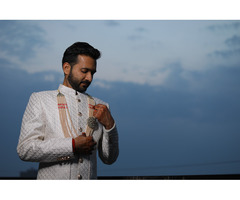 Men Wedding Designer White Sherwani - Image 3/3