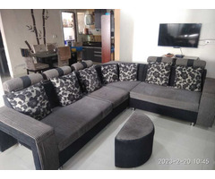 6 Seater L Shape Sofa with 2 Side stools in very good condition - Image 1/3