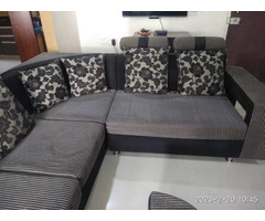 6 Seater L Shape Sofa with 2 Side stools in very good condition - Image 3/3